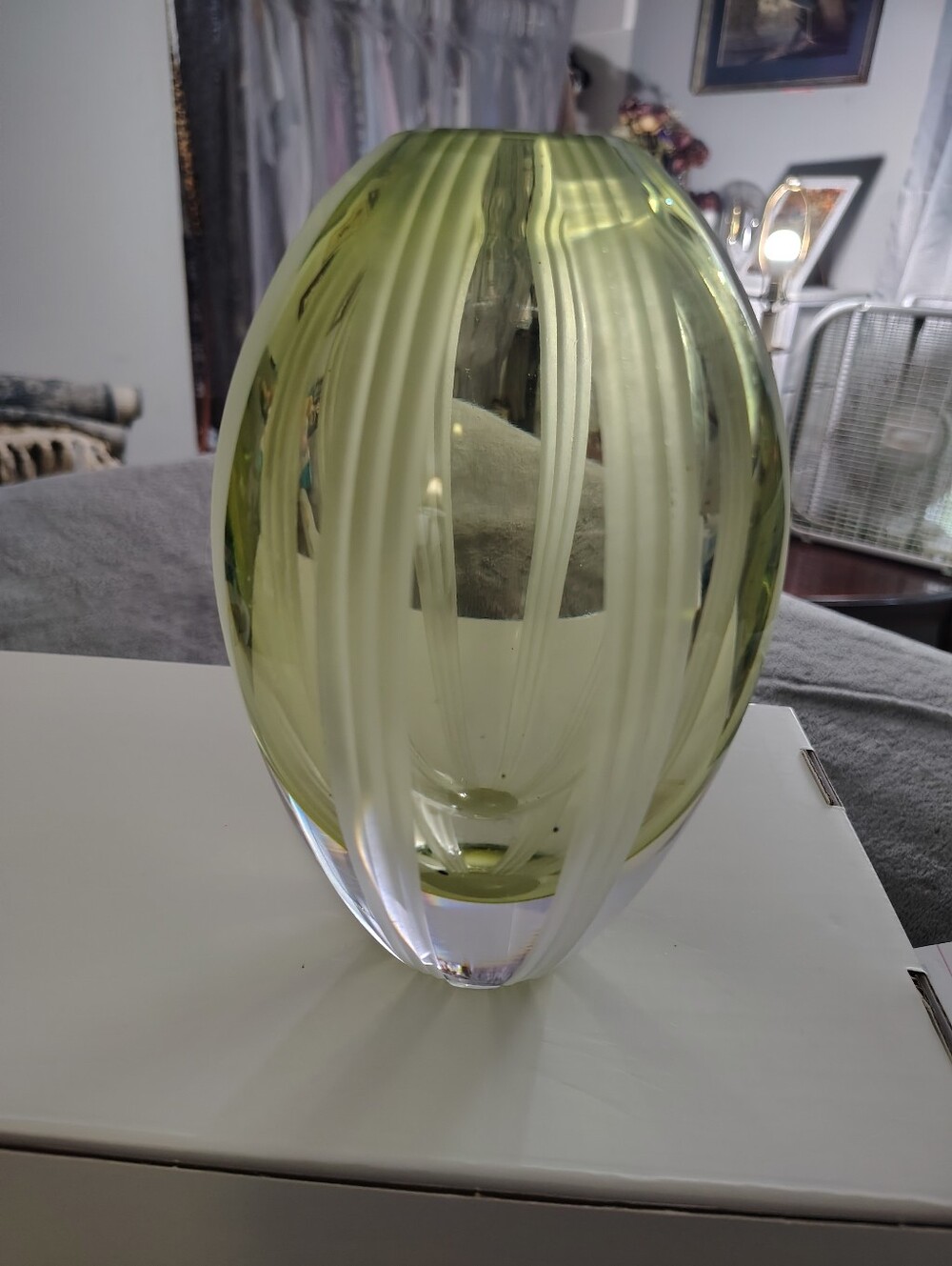 Waterford Lead Crystal Vase " Evolution 2007 Line Light Green